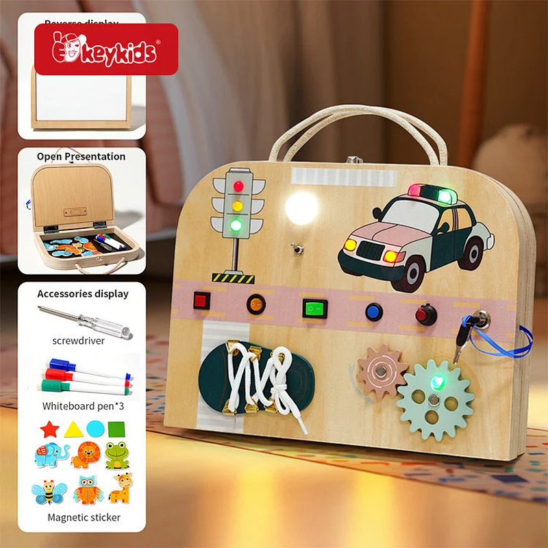 Montessori 2 In 1 Drawing Board Wooden Light Switch Busy Board For Kids W12D570