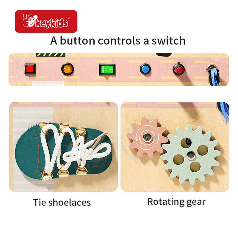 Montessori 2 In 1 Drawing Board Wooden Light Switch Busy Board For Kids W12D570