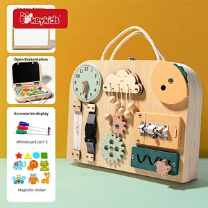 Multifunction Educational Sensory Kids Wooden Busy Board With Drawing Board W12D572